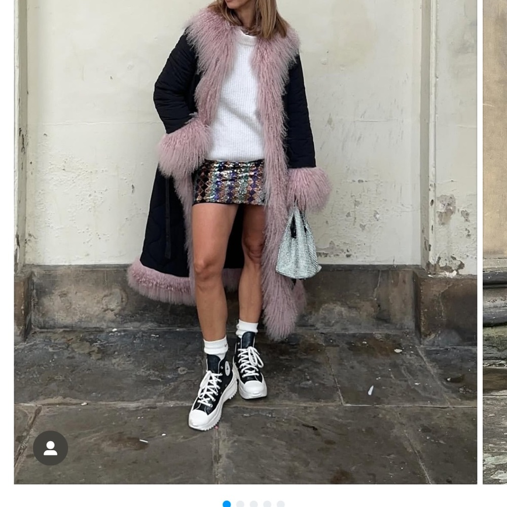 Charlotte Simone Black Puffer Coat with Pink Mongolian Fur Trim - Picture 10 of 16